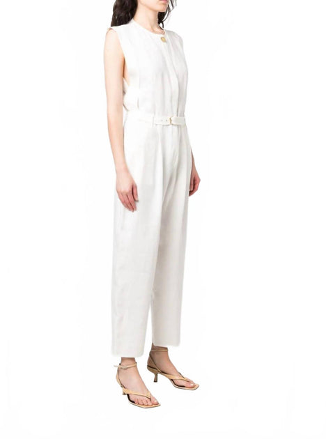 Le Kasha Tanta Linen Jumpsuit White Large 2