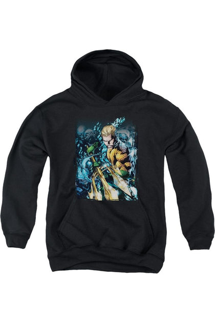 Gildan Justice League Aquaman Hoodie Black Large 2