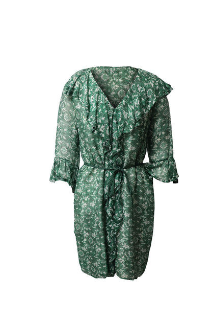 Carolina Herrera Blumenkleid Grün Mittel 2