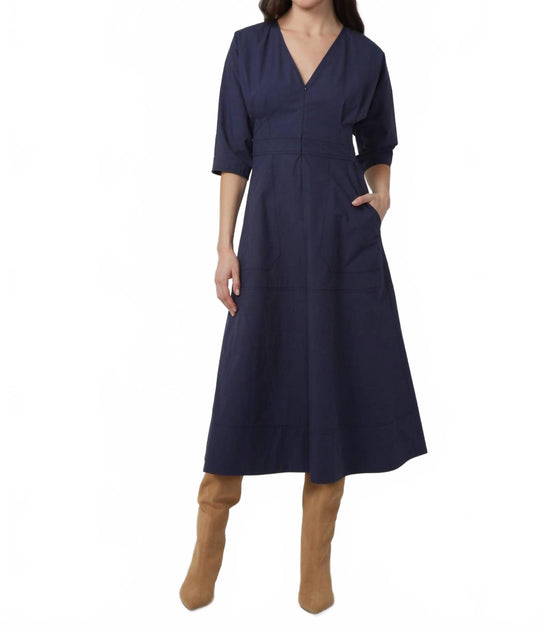 Gilner Farrar Claudia Midi Dress Blue US 6 2