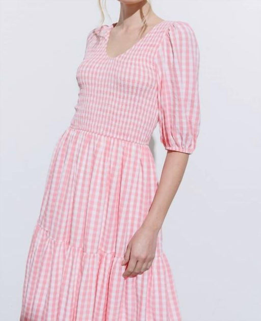 Aaron & Amber Gingham Dress Pink Large 3