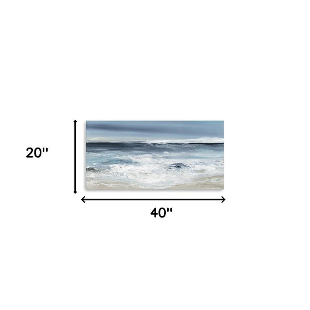 Hivvago Long Beach Shore Unframed Print Blue 20x10 5
