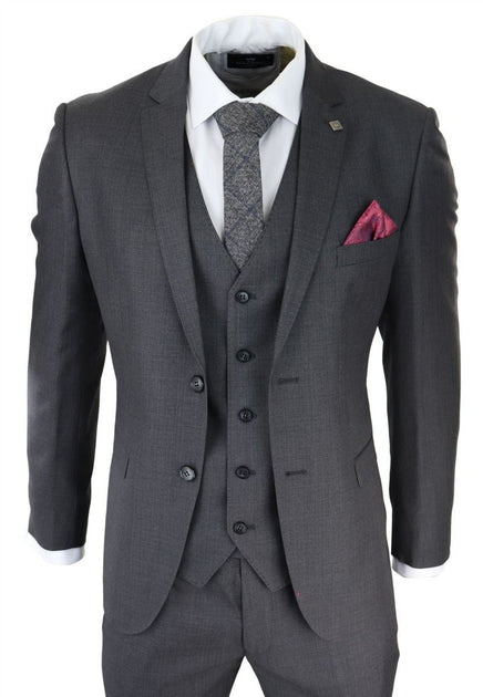 Oliver Tweed 3 Piece Suit Charcoal Grey US 44 Regular 2