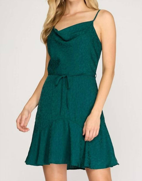 She + Sky Cowl Neck Cami Dress Blue Medium 3