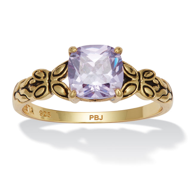 Palm Cushion Cut Birthstone Ring Gold US 10 2