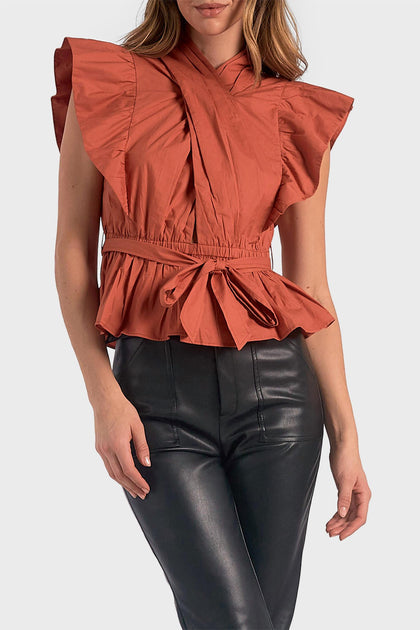 ELAN Wrap Top Pink Medium 2