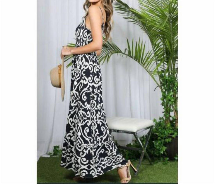 Vine & Love Smocked Maxi Dress Black Small 3