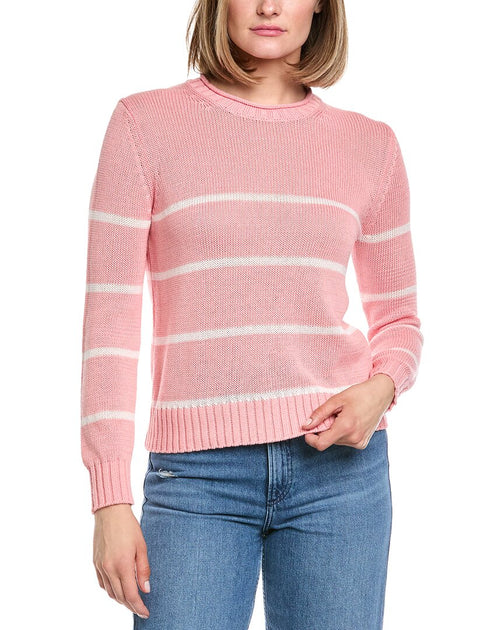 Hannah Rose Stripe Cashmere-Blend Sweater Pink Medium 2