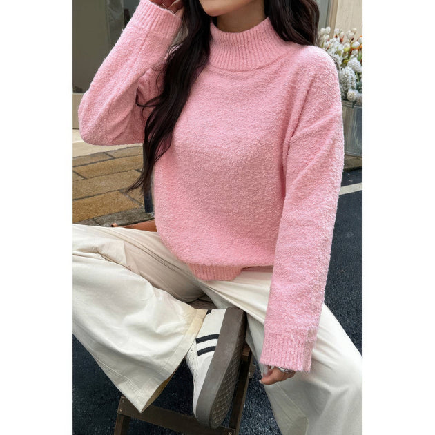 TRUEDAMES Soft Knit Roll Neck Sweater Pink Medium 3