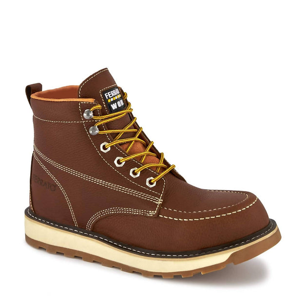 Ferrato Men's Work Leather Boots Brown 9 3