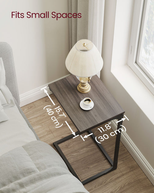 Hivvago ULET353B42 C-Shaped End Table Chestnut Brown and Black 4