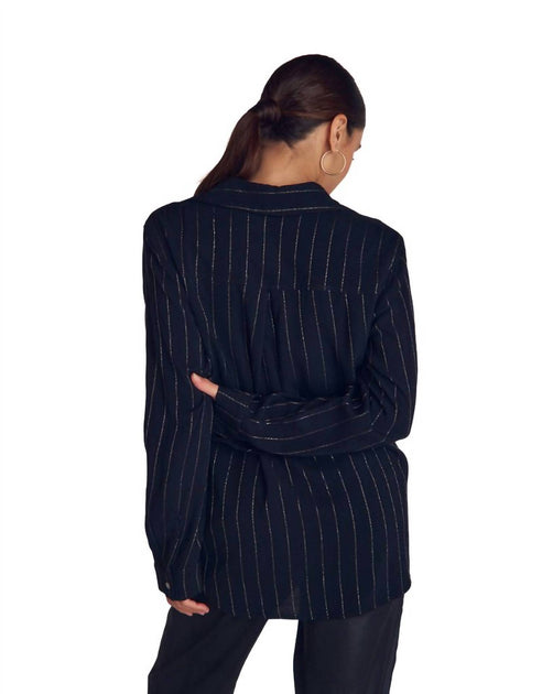 Bella Dahl Lurex Stripe Shirt Blue Small 3
