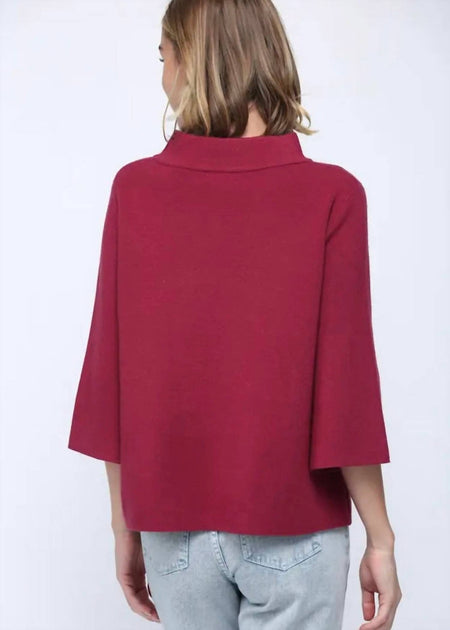 FATE Mock Neck Pullover Sweater Bell Sleeves Pink Large 3
