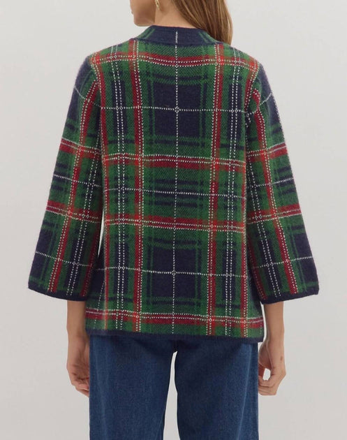 entro Plaid Tunika Pullover Blau Groß 4