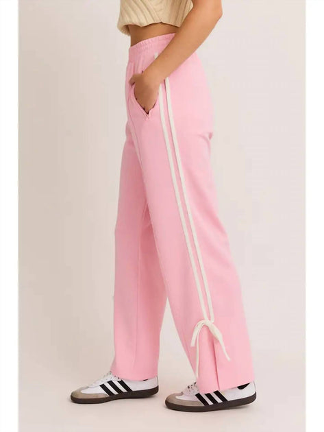 LE LIS Bow Track Pants Pink Large 3
