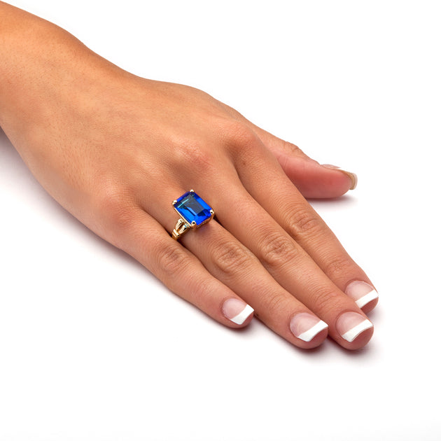 Palm Emerald Simulated Birthstone Gold-Plated Ring Pink US 10 4