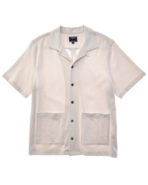 Todd Snyder Seersucker Guayabera Shirt Gray Mist Small 2