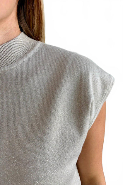 Anonyme Mockneck Sparkle Top Silver Large 4