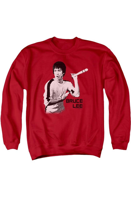 Gildan Bruce Lee Nunchucks Crewneck Sweatshirt Red Small 2