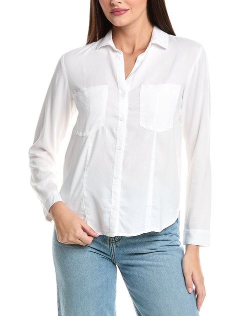 Bella Dahl Seamed Button Down Shirt White Large 2