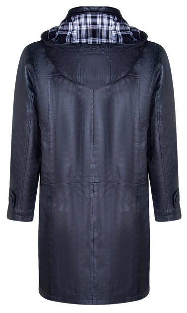 Infinity Aylesbury Men Leather Duffle Coat Blue Medium 4