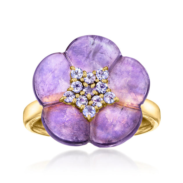 Ross-Simons Amethyst Tanzanite Flower Ring Purple US 7 2