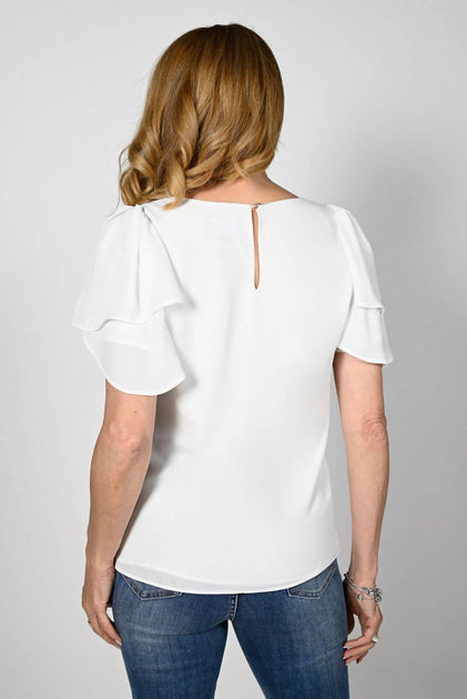 Frank Lyman Bluse mit Flatterärmeln Weiß US 8 3