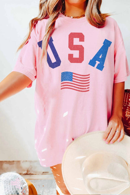 BENIE Usa Flag Graphic Tee Pink S 2