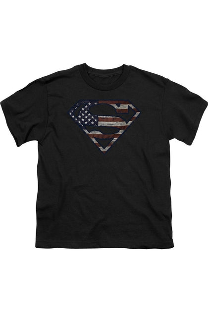 Gildan Superman War-Torn Flag Short Sleeve T-Shirt Black Large 2