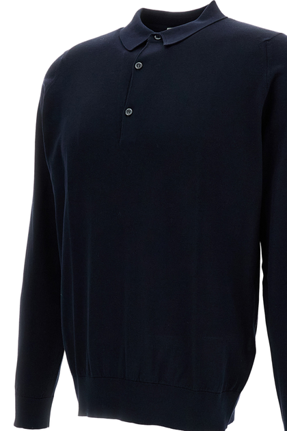 John Smedley Polo Manches Longues Bleu XLarge 4