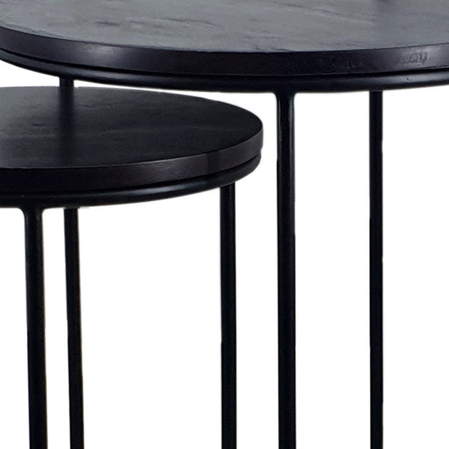 Hivvago Round Nesting End Tables Set of 2 Black 3