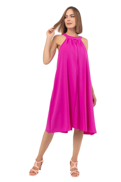 ISLE by Melis Kozan Halter Flutter Dress Pink Small 2
