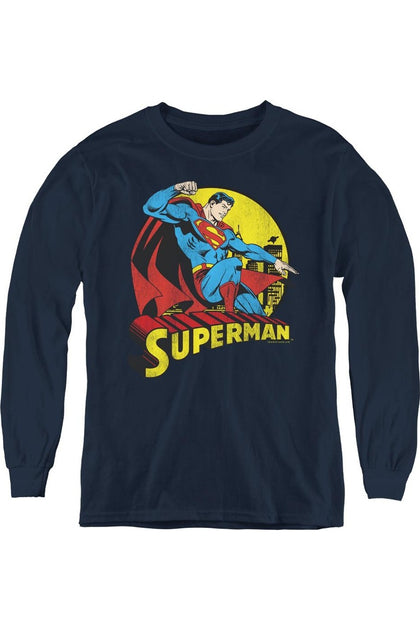 Gildan DC Comics Big Blue Youth Long Sleeve Tee Blue XLarge 2