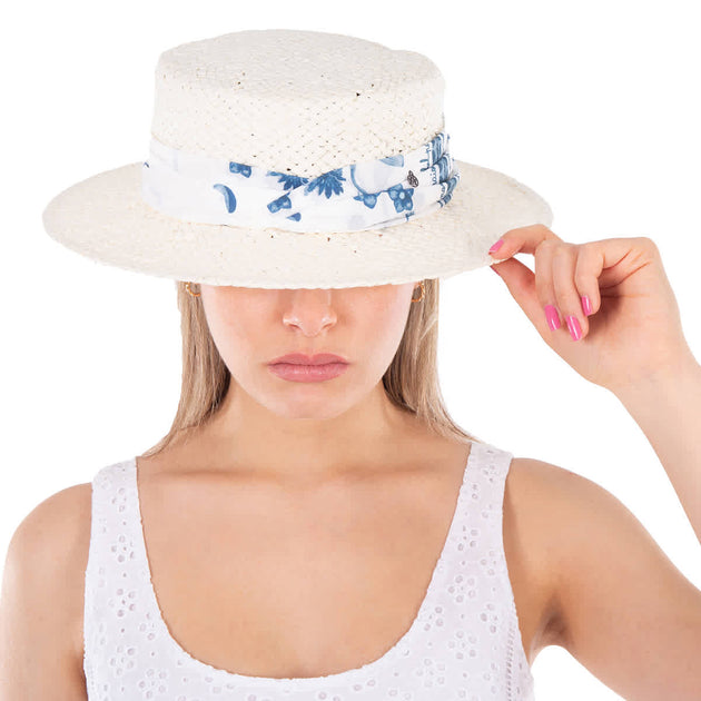 Maison Michel Kiki Straw Boater Hat Beige Medium 3