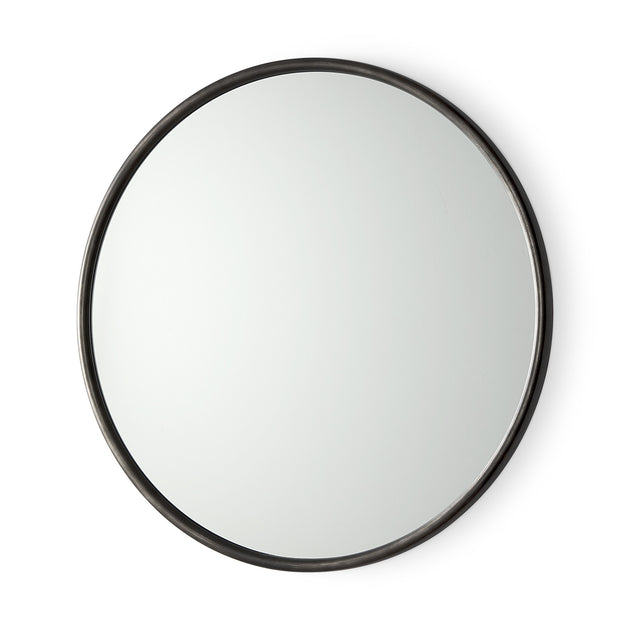 Hivvago Round Framed Accent Mirror Black 36in 3
