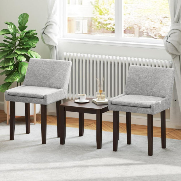 Hivvago 3-Piece Accent Table and Chair Set Grey 3