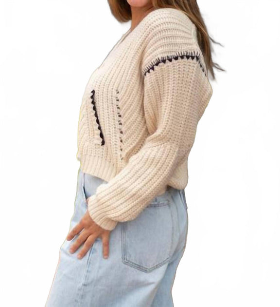 RD International Vicencia V-Neck Cardigan Beige Large 4