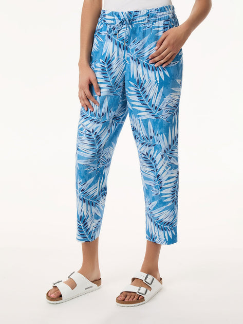 Jones New York Pull On Drawstring Cropped Trouser Blue Medium 4