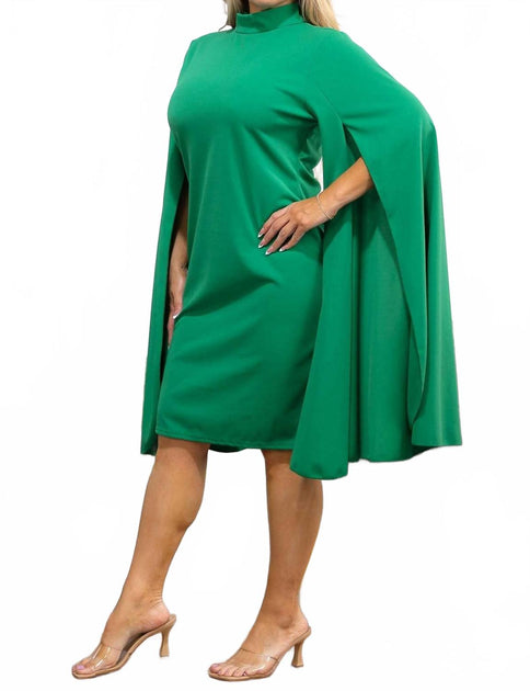 Karen T Design Cape Sleeve Midi Dress Green Medium 4