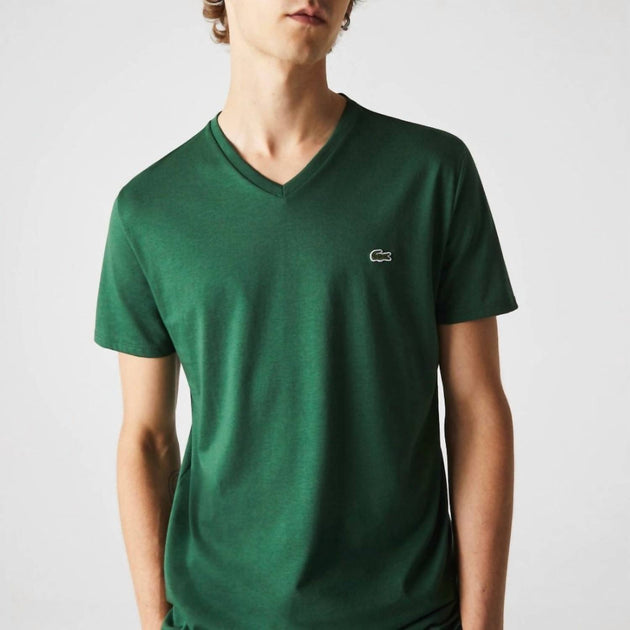 Lacoste V-Neck Tee Green Large 2