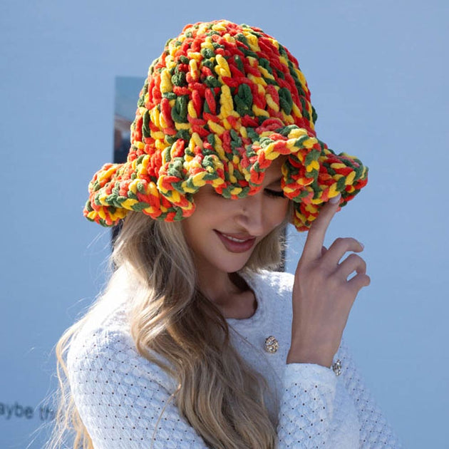 FASHNZFAB Chunky Crochet Bucket Hat Multi 5