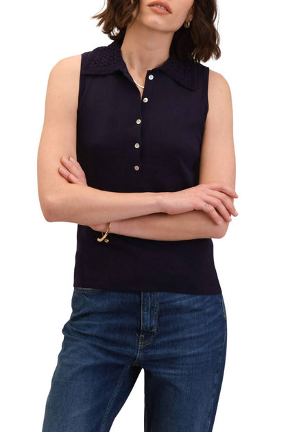 T Tahari Sleeveless Sweater Polo Multi Medium 3