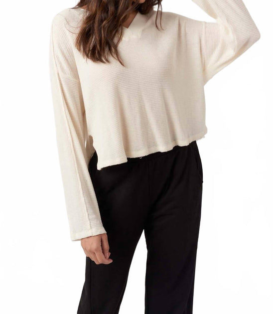 Project Social T Underground Burnout Thermal V-Neck Long Sleeve Beige XSmall 2