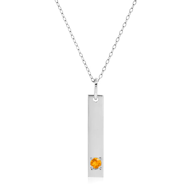 MaxColor Bar Pendant Necklace White Gold Silver 2