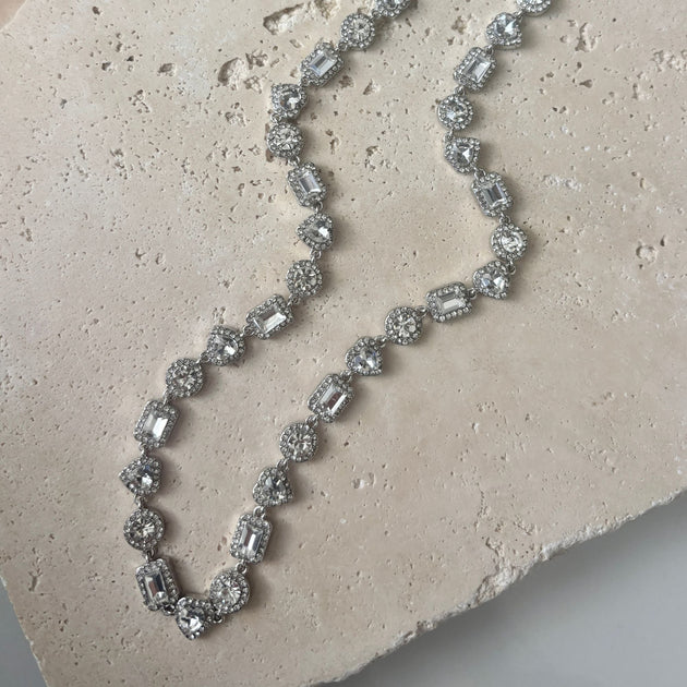 Adornia Crystal Halo Heart Chain Necklace Silver 4