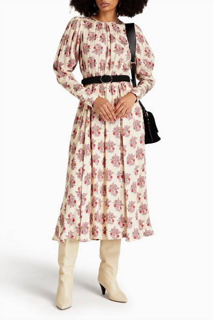 byTiMo Robe Mi-longue Jacquard Friponnée Beige XSmall 2