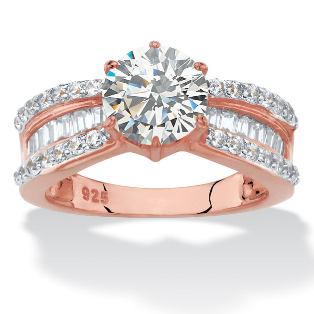 Palm 2.88 TCW CZ Engagement Ring Rose Gold/Silver US 7 2