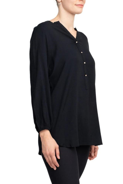 TRUEDAMES V-Neck Rayon Top Black Medium 3