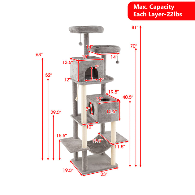 Hivvago Large Indoor Cat Tree Grey 4