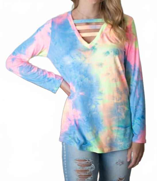 Shirley Stone Tie Dye Strappy Top Multi 2X 2